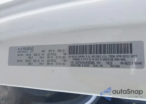 2017 Ram Promaster 1500 Low Roof 136 Wb z USA, uszkodzony, nr VIN 3C6TRVAG4HE552686